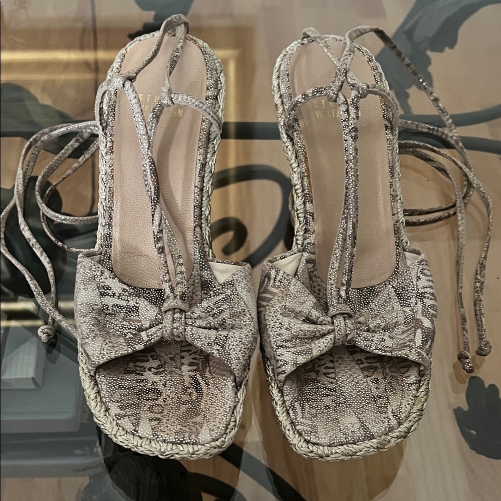 Stuart Weitzman Snake Print Espadrilles Size 8
